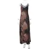 Moda Feminina Europeia e Americana Nova Primavera 2026 Estampa de Leopardo Slim Estilo de Rua Vestido Longo com Cadarço Atacado