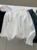 Camisa de mujer de algodón puro bordada en jacquard con volantes estilo vintage francés, nuevo modelo principios de otoño 2026, camisa/cárdigan elegante y versátil