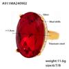 Anillo grande de cristal con forma de taladro pegajoso ovalado transfronterizo entre Europa y Estados Unidos, chapado en acero de titanio y oro real de 18 quilates, joyería de mano de lujo ligera y retro.