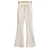 Atacado de Roupas Femininas Transfronteiriças Estilo Europeu e Americano Outono 2025 Novo Estilo Bonito Cruz Alta Elasticidade Calças Casuais Levemente Flare Femininas Cor Lisa