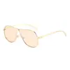 Nuevas Gafas de Sol de Estilo Transfronterizo Europeo y Americano de Montura Grande, Gafas de Sol Metálicas de Moda para Mujer, Gafas Aviador Versátiles Retro de Alta Gama