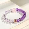 Pulsera Nueva de Amatista Natural Empalmada Púrpura Polvo Asa con Cuentas para Mujer Nicho de Alta Gama Pulsera Joyería Venta al por Mayor