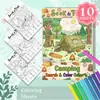 Novos pôsteres para colorir transfronteiriços de 10 folhas/pacote, tema de acampamento ao ar livre, encontre e pinte, papel para desenho graffiti desenhado à mão