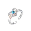 Anillo de Corazón de Diamante Brillante, Anillo de Diseño Único de Lujo Ligero, Sensación Elegante y de Alta Gama, Joyería de Nicho para Mujer, Forma de Corazón
