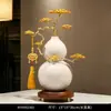 Nuevos Adornos de Pino Verde y Calabaza de Lujo Estilo Chino, Decoraciones de Lujo Ligero para Sala de Estar, Vestíbulo, Oficina y Regalos