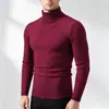 Suéter de Punto Cálido de Cuello Alto para Hombre Otoño/Invierno Estilo Coreano Ajuste Delgado Color Sólido Pulóver Ropa Interior de Punto