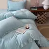 Juego de Cuatro Piezas Estilo Crema de Alto Gramaje Color Sólido Encaje Francés Vellón de Leche Estilo Colcha Clase A Ropa de Cama de Vellón Otoño/Invierno