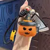 Novo chaveiro de couro com cabeça de abóbora de Halloween, design fofo de desenho animado, divertido e estiloso, perfeito como um pequeno presente ou acessório para bolsas femininas