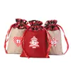 Conjunto de Sacolas de Presente de Linho para o Natal Calendário Contagem Regressiva Bolsa Pendurada Conjunto de Bolsos com Cordão de Linho para o Natal Atacado