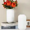 Florero Hidropónico con Líneas Verticales Blancas, Florero de Cerámica de Imitación, Linterna de Plástico Minimalista Moderna, Recipiente Decorativo Grande para Flores