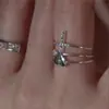 Artículo Popular de Xiaohongshu: Anillo Combinable Apilable de Diamantes con Lazo y Cruz Completa de Diamantes, Disponible para Dropshipping