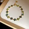 Pulsera doble capa extensible de circonita con forma geométrica de lágrima, tacto de lujo ligero y alta gama, accesorio femenino elegante y versátil