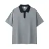 Camisa Polo Color Block com Zíper Meio, Roupa de Trabalho com Gola Bordada, Letras Estilo College, Logo Personalizado, Mangas Curtas, Absorvente de Suor, Feito Sob Encomenda