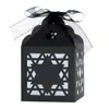 Fiesta Navideña Estrella de Cinco Puntas Hueca Vela Electrónica Caja Negra de Luz Pantalla de Papel Papel Adhesivo Translúcido Linterna Colgante En Stock