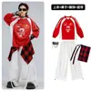 Ropa de Calle de Baile Urbano para Niños Niños Hip-Hop Festivo Rojo No. Traje de 7 piezas para Niños Hip-Hop Atuendo de Año Nuevo para Actuación
