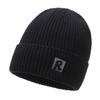 Chapéu de Tricô de Fio Cardado Masculino de Inverno para Ciclismo à Prova de Frio com Letra R Gorro para Jovens Versátil Chapéu de Lã com Forro de Fleece