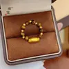Accesorios DIY de la Tienda de Oro Puzuo en el Mismo Estilo que el Oro de Arena Dorada Tradicional: Anillo de Gato Baguette, Anillo de Dedo Índice de Cuentas de la Suerte de Dibujos Animados