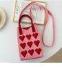 Bolso de mano de punto con diseño de panda, estilo coreano, para teléfono móvil, personalizado, informal, texturizado, para mujer.