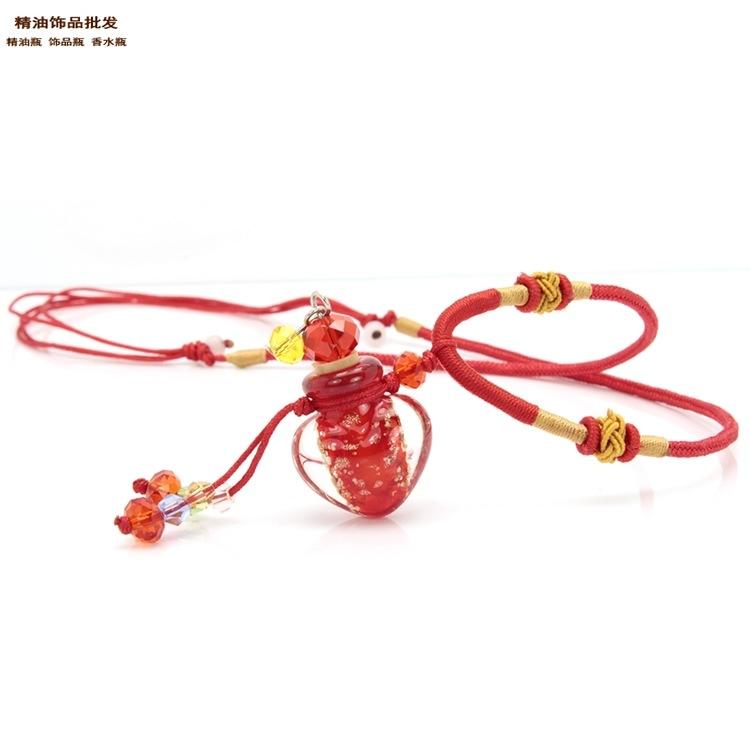 中国精油饰品网心形大红色金莎细双扣绳项链1.jpg