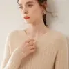 Suéter Feminino de Cashmere Grosso para Outono e Inverno, Caimento Solto, Novo Estilo, Confortável, Solto, Amigo da Pele, Emagrecimento, Manga Longa com Gola