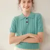 Elegante Elegante ~ Suéter de Cachemir con Cuello Polo Retorcido 2025 Nuevo Otoño e Invierno para Mujer Holgado con Efecto Adelgazante Top de Manga Tres Cuartos