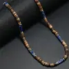 Collar de estilo bohemio transfronterizo europeo y americano con cuentas de turquesa y madera intercaladas, una cadena para la clavícula de nicho y sofisticada para hombres, al por mayor