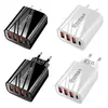 Cargador de Viaje Qc3.0 3Usb+Pd Cargador Multi-Puerto Estándar de EE. UU. y Europeo Cabezal de Carga 2.4A Teléfono Móvil 12W Cargador de Viaje