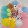 Boneca Fofa Estilo Girly com Olhos, Novo Acessório de Chaveiro Pelúcia Imitação de Pelo de Coelho Rex, Pingente Decorativo para Mochila de Estudante