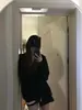 Sudadera tipo chaqueta negra oversized de raglán para mujer, nueva y versátil de estilo coreano, holgada, con capucha, cárdigan top, otoño/invierno 2026
