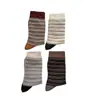 Calcetines de mujer versátiles de estilo casual retro, a media pantorrilla, con bloqueo de color a rayas estilo japonés, color dopamina, ambiente de principios de otoño