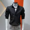 Cardigan Casual de Manga Média Cor Sólida Estilo Levemente Luxuoso Moda Nova Versátil Tendência Design Texturizado Jaqueta Camisa