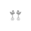 Pendientes elegantes de cisne con perlas y diamantes estilo francés, sensación de lujo ligero y alta gama, diseño moderno y exquisito, pendientes versátiles