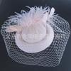 Tocado de Malla Retro Popular de Amazon para Novias Diadema de Moda Europea y Americana Velo Sombrero de Copa Tocado de Plumas Horquilla