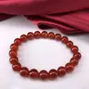 Ágata Roja Negra Obsidiana Cuentas Sueltas Pulsera de Cristal con Cuentas Pulsera de Calcedonia Redonda