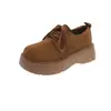 Zapatos casuales de plataforma con cordones y suela gruesa para mujer petite, moda versátil retro de otoño 2026, zapatos de vestir de punta ancha