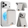 Porta-Cartões de Celular Universal em Couro PU com Fecho Magnético e Orifício para Ejeção de Cartão para Apple Android, Anel Magnético MagSafe