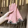 Luvas para Outono e Inverno Aquecimento e Proteção contra Frio Mais Veludo Laço Coração de Menina Luvas para Ciclismo e Direção Luvas com Tela Sensível ao Toque
