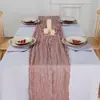 Caminho de mesa bali vermelho de Ano Novo, mesa de sobremesas para festa de casamento, toalha de mesa longa torcida, decoração com atmosfera de Natal