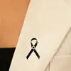 Broche de Fita Rosa com Gotejamento de Óleo Preto Emblema de Liga Metálica Logo de Publicidade de Bem-Estar Público para Cuidados com o Peito Acessórios de Logo