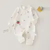 Mameluco de Algodón Puro Sin Costuras para Recién Nacidos, Traje de Gateo de Manga Larga para Bebé Primavera y Otoño, Ropa de Casa Suave para Bebé Clase A con Botones Frontales
