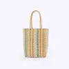 Nova Sacola Plástica Estilo Japonês e Coreano para Macarons Cor Fresca Impermeável Listrada Sacola de Compras Moda Bolsa de Ombro tamanho pequeno