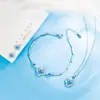Pulsera Trébol de Cuatro Hojas Suerte Corazón Marino Conjunto de Collar y Pendientes para Mujer Versión Japonesa y Coreana Accesorios Simples Elegantes Venta al por Mayor