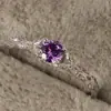 Nuevo Artículo Más Vendido en Amazon Anillo de Lujo Ligero de Amatista y Circonita para Mujer Anillo de Piedra Preciosa Simple y Moderno Europeo y Americano