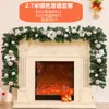 Navidad Mimbre 2.7m Guirnalda Luminosa Encriptada Puerta de Mimbre Pilar de Mimbre Árbol de Navidad Techo Exterior Decoraciones Verdes