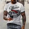 Camiseta 3D Nueva de Verano Europeo para Hombre Cuello Redondo Manga Corta Estampado Digital Patrón de Motocicleta Comercio Transfronterizo Top