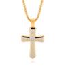 Pendente Cruz de Aço Inoxidável com Design Quadrado Europeu e Americano, Escultura de Cruz em Forma de Espada, Padrão de Fogo Exquisito, Diamante de Zircônio Inlaid, Personalidade
