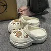Zapatos Transpirables con Agujeros para Mujer Ropa Exterior 2024 Verano Eva Dung Sense Plataforma Sandalias de Playa Antiolor con Aumento de Altura Chanclas con Agujeros