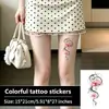 Adesivo de tatuagem de lótus vermelho com linha abstrata, adesivo de lótus colorido para braço e antebraço, adesivo de tatuagem temporária à prova d'água