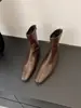 Botas estilo Martin de punta cuadrada con textura de piel de oveja, nueva colección de otoño para mujer, estilo retro con tacón oculto, botas de cuero suave estilo británico