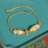 Pulseira de imitação natural de jade Hetian branco com bravo de duas cabeças, vintage, transferência Nafu de ouro, moeda de ouro clássica, pulseira de cobre